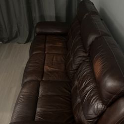 Brown Leather Sofa No Rips 