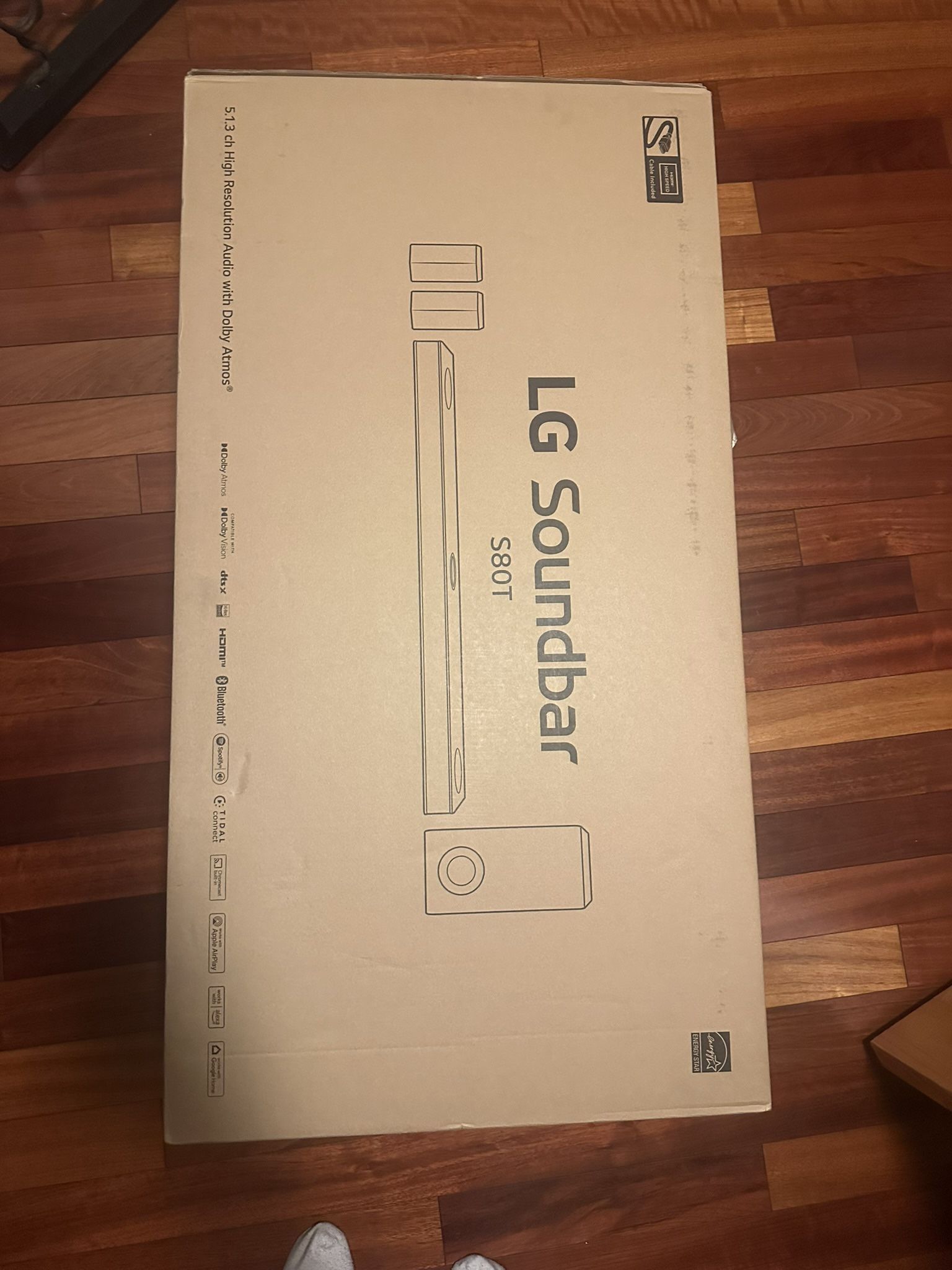 BRAND NEW LG 5.1.3 Channel Soundbar with Dolby Atmos and Rear Surround Speakers - S80TR