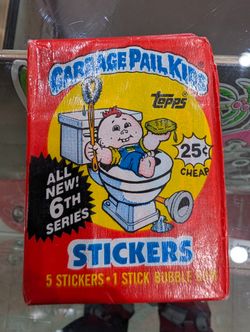 Vintage Garbage Pail Kids Series 6 Stickers Wax Pack Topps 25 Cent Box