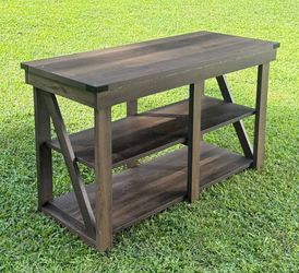 Rustic X Leg Farmhouse Console Table Entryway Hallway Shelves TV Entertainment Center Coffee Table