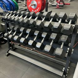 NEW Rubber Hex Dumbbells 5lb - 50lb Dumbbell Pairs Olympic Weights Home Gym Workout Equipment Fitness Weight Set 