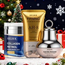 3pcs Eye, Neck And Face Firming Care Kits, Containing Firming Eye Cream, Neck Care Roller Cream And Retinol Face Cream, Containing Small Fruit Coffee 