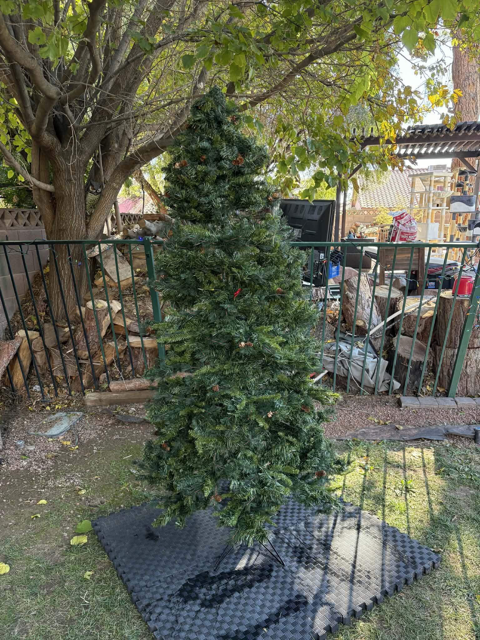 7 FT Christmas Tree with Hinged Premium Spruce Artificial Xmas Trees, Green, Foldable Base