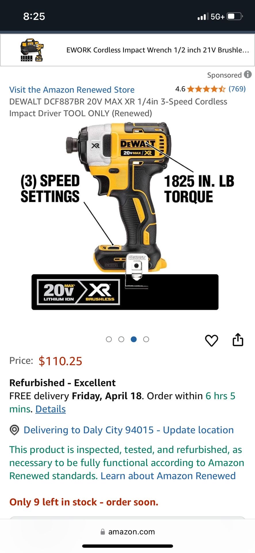 Dewalt XR Impact Tool Only