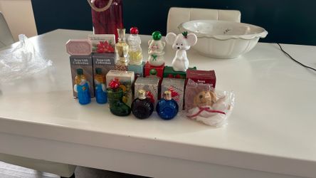 Vintage Avon Christmas Decanters  + 11 Pieces With Boxes