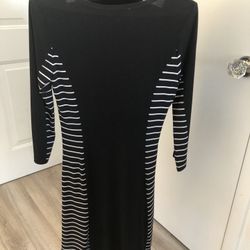 Calvin Klein Black And White Striped Dress, Size 4