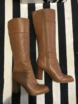 Nine West leather knee high boots - cognac, size 6