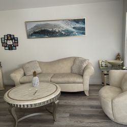 Cream Suede Sofa Set