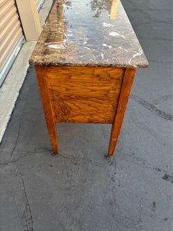 Antique Oak Marble Top Server / Sideboard / Console Cabinet