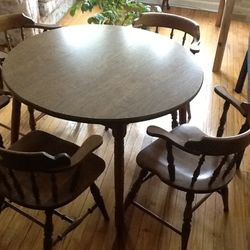 42” Wood Circle Dining Room Table With Chairs