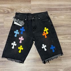 Chrome heart jeans shorts