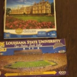 Lot Of 2 Jigsaw Puzzles Lsu,castles 7.00