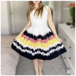 Concept Club Colorblock Floral Prom Cotton Dress S(4)Size