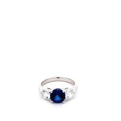 Lafonn Lab sapphire With Simulate Diamond Silver Platinum Plated Ring