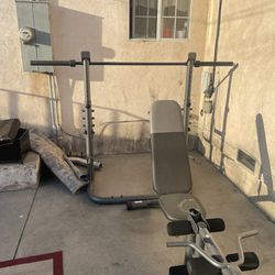 Adjustable Squat Rack With Bench And Bar