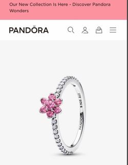 Pandora Sparkling Pink Flower Ring size 7