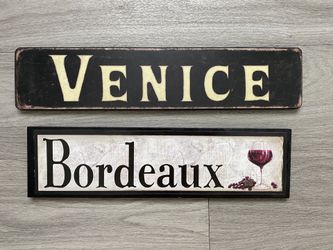 Decorative Venice and Bordeaux Wood 12” Signs