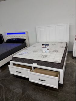 New Queen bed frame with mattress