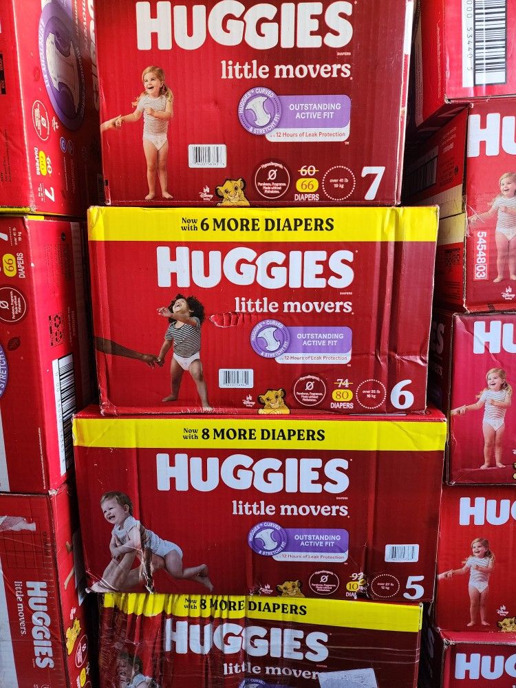 Huggies 5, 6, 7 $30 Each Box.