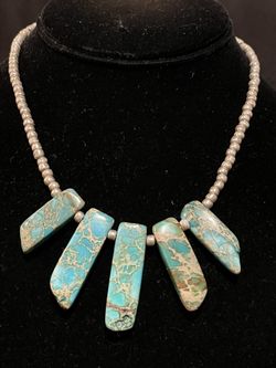 Jasper and glass necklace