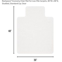 Heavy Duty Clear Chair Mat for Carpet 36” x 48” Studded Non Slip Office Floor Protector