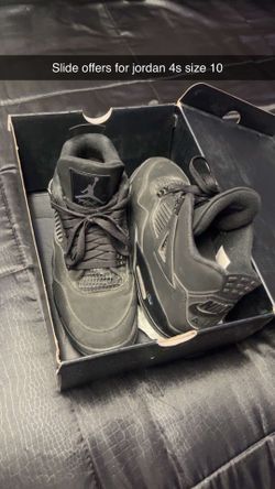 Black jordan 4s size 10