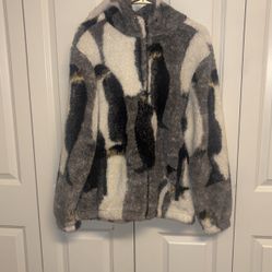 Supreme Penguins Hooded Fleece Jacket SIZE L