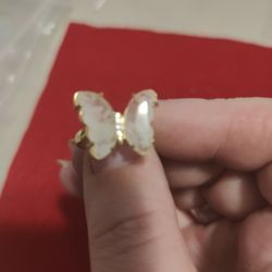 Clear Quartz Adjustable Crystal Butterfly Ring