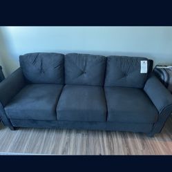 Black, Brushed Velour Couch. 
