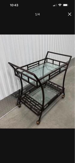 Rolling wine trolley glass holder 2 mirrored glass shelves bar trolley 29.5x18.7x33.9 high