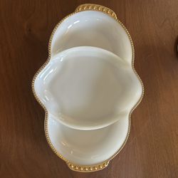 Vintage Anchor Hocking Fire-Milk Glass Relish Tray