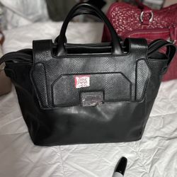 Black Faux Leather Lap Top Bag Brief Case Big Vag 