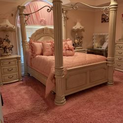 AICO by Michael Amini Monte Carlo Silver Pearl 6PC queen size bedroom set