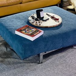 Chair/Ottoman - Blue Quilted Mandala Upholstery  