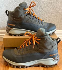 Merrell Thermo Snowdrift Mid Waterproof Hiking Boots - Men's Size 9 (Olive/Orange)
