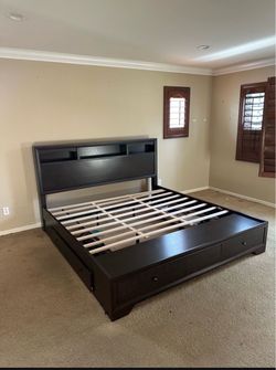 King size bed frame with headboard