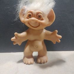 Vintage 6" Troll White Hair Amber Eyes Unmarked