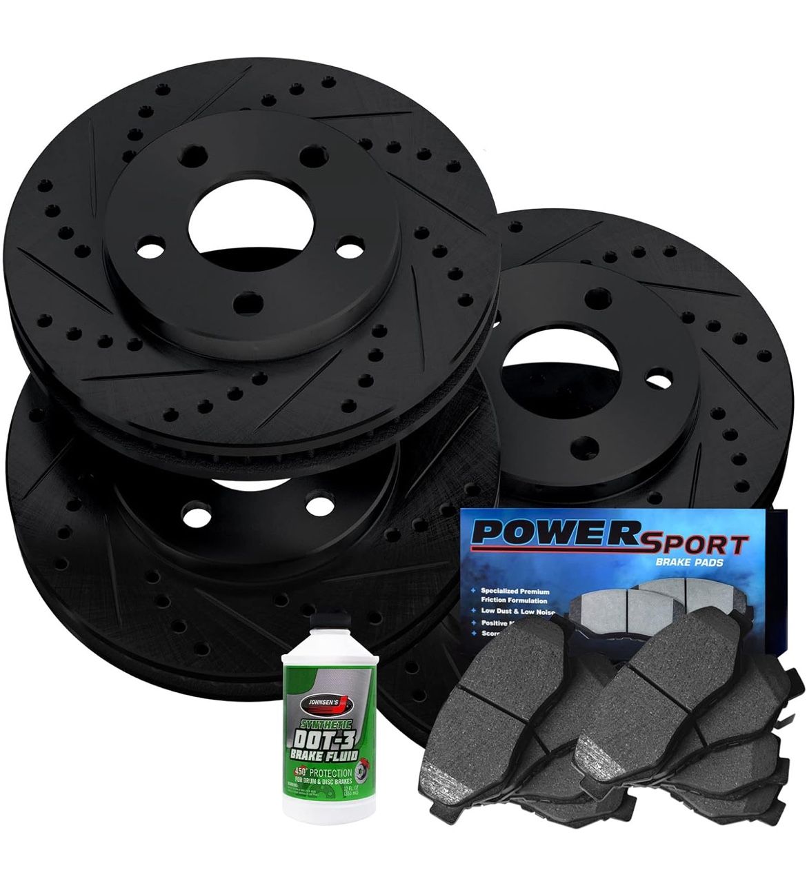 BRAKELABS POWERSPORT Rear Brakes And Rotors Kit |Rear Brake Pads| Brake Rotors And Pads| Semi-Metallic Brake Pads And Rotors BLCC.73029.03 Audio