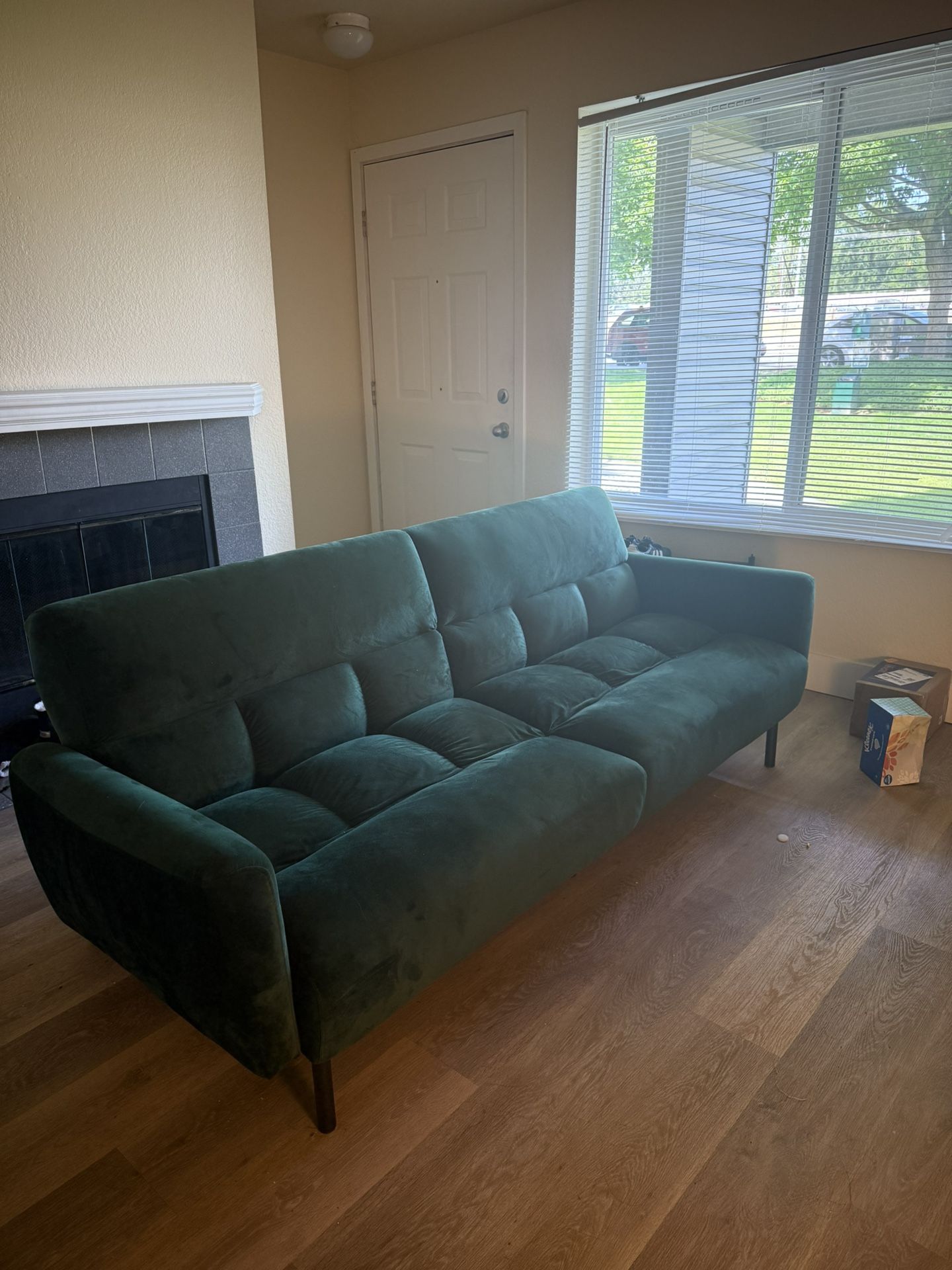 Green Velvet Couch (also a futon)