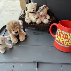 Large Mug And Small Plush Animals