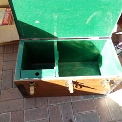 Reduced From $60 Solid Wood Vintage Chest With Brass Handles 