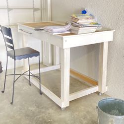 Large Wood Workbench On Wheels 