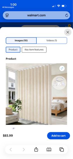 MaKefeile Blackout Curtain Divider with Ceiling Curtain Track for Room Partition,1 Panel Beige Privacy Divider Curtain and White Flexible Track Set