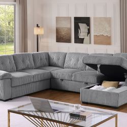 Brand New Comfy Large Sleeper Sofa With Storage Chaise