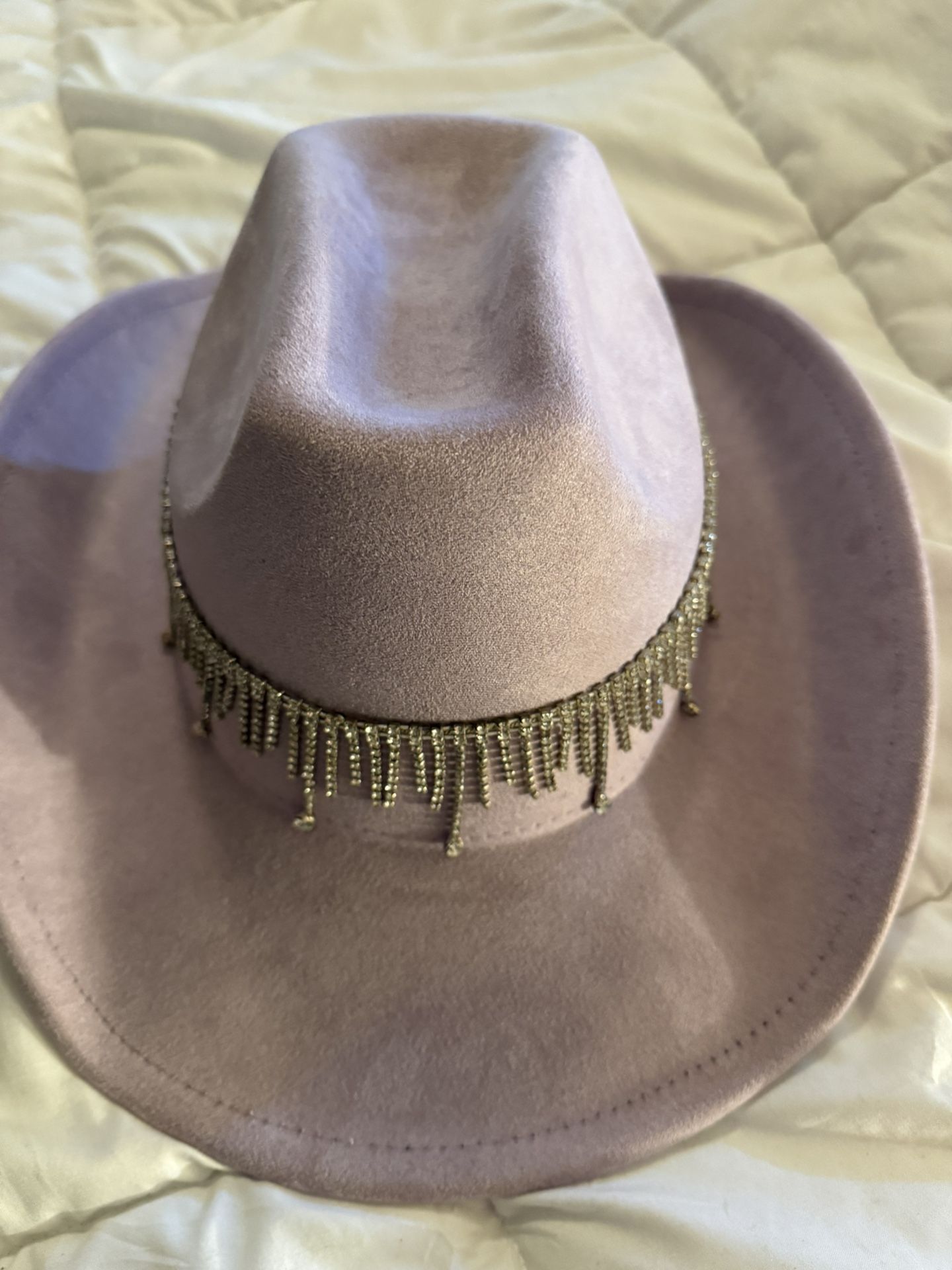 Brand New lavendar Cowboy Hat With Rhinestone Fringe