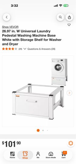 Shop VEVOR 26.97 in. W Universal Laundry Pedestal Washing Machine Base White with Storage Shelf for Washer and Dryer **** (29) V