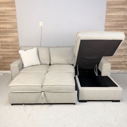 Grey Sectional With Sleeper & Storage