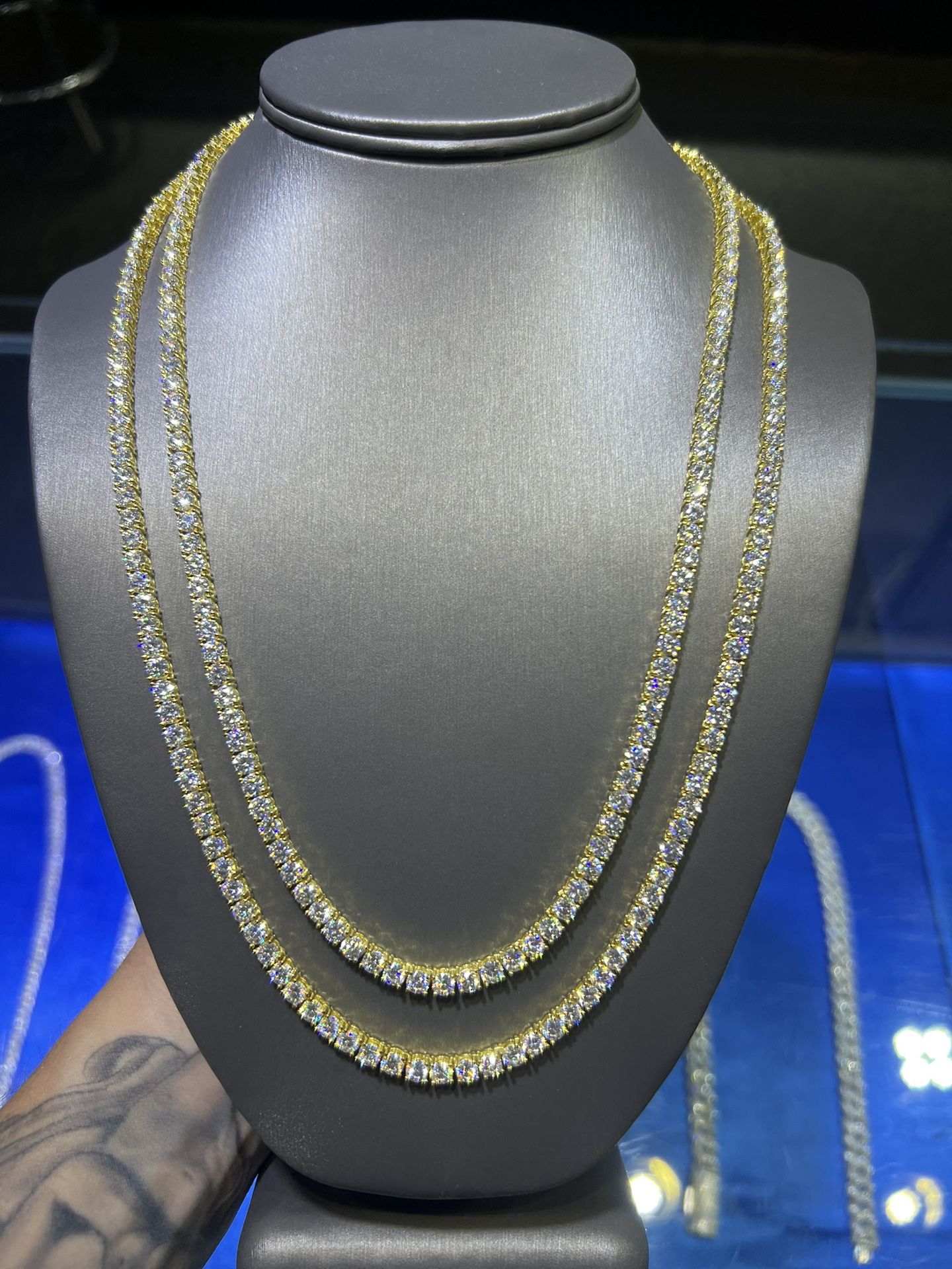 4mm yellow gold moissanite tennis chains