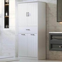 Cracked in the Back Newly Assembled 65.8'' Tall Freestanding Laundry Hamper Cabinet with Adjustable