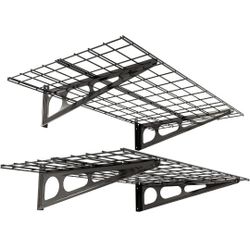 2 tier 2-Pack 2x4ft 24-inch-by-48-inch Wall Shelf Garage Storage Rack Wall Mounted Floating Shelves, Black